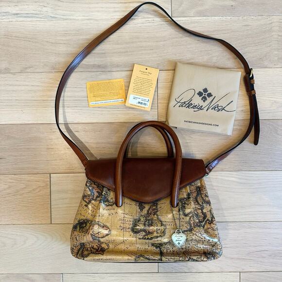 Patricia Nash Handbags - Patricia Nash Notley Satchel Leather European Map Collection Handbag Purse NWT